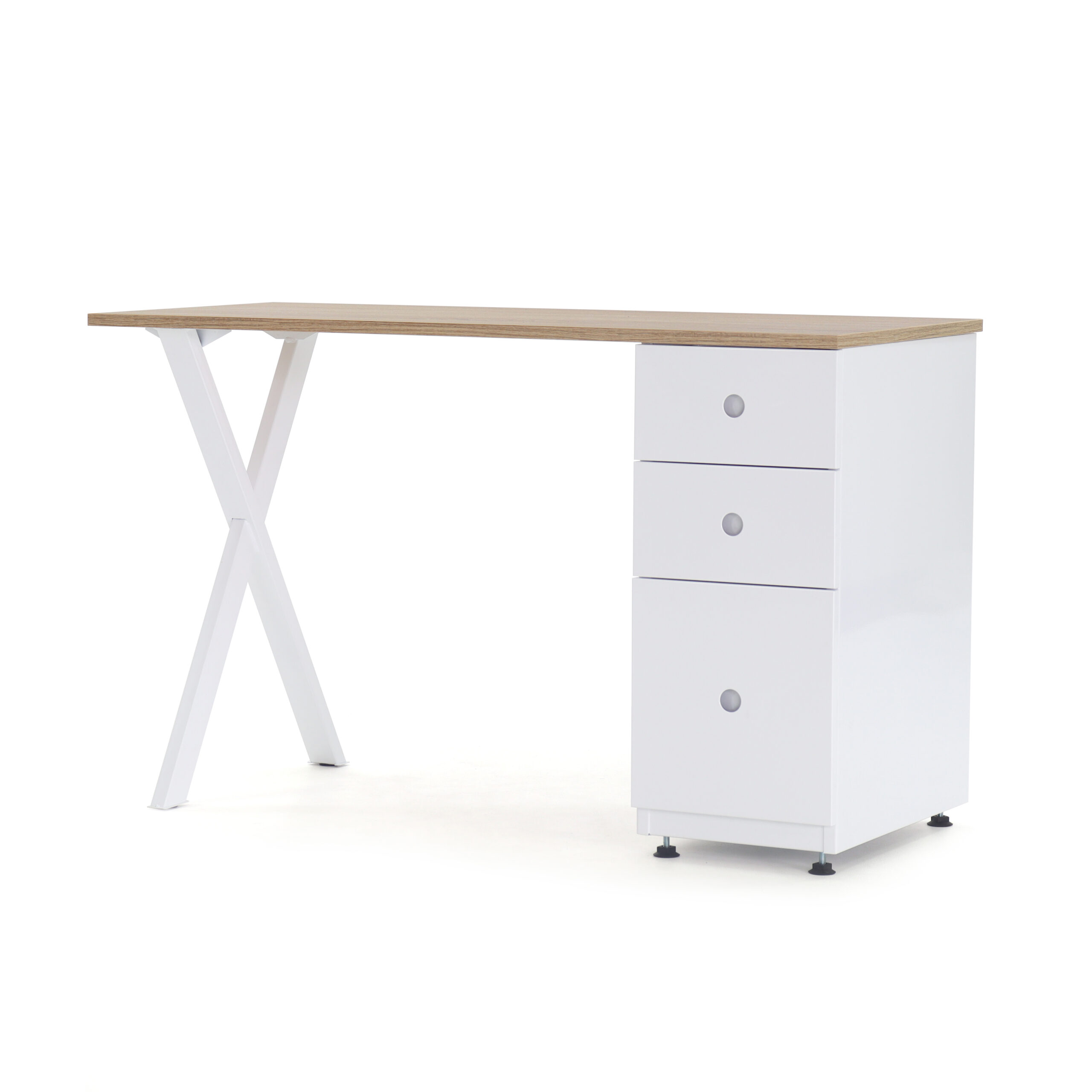 Escritorio con archivador blanco