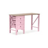 Escritorio con archivador rosado