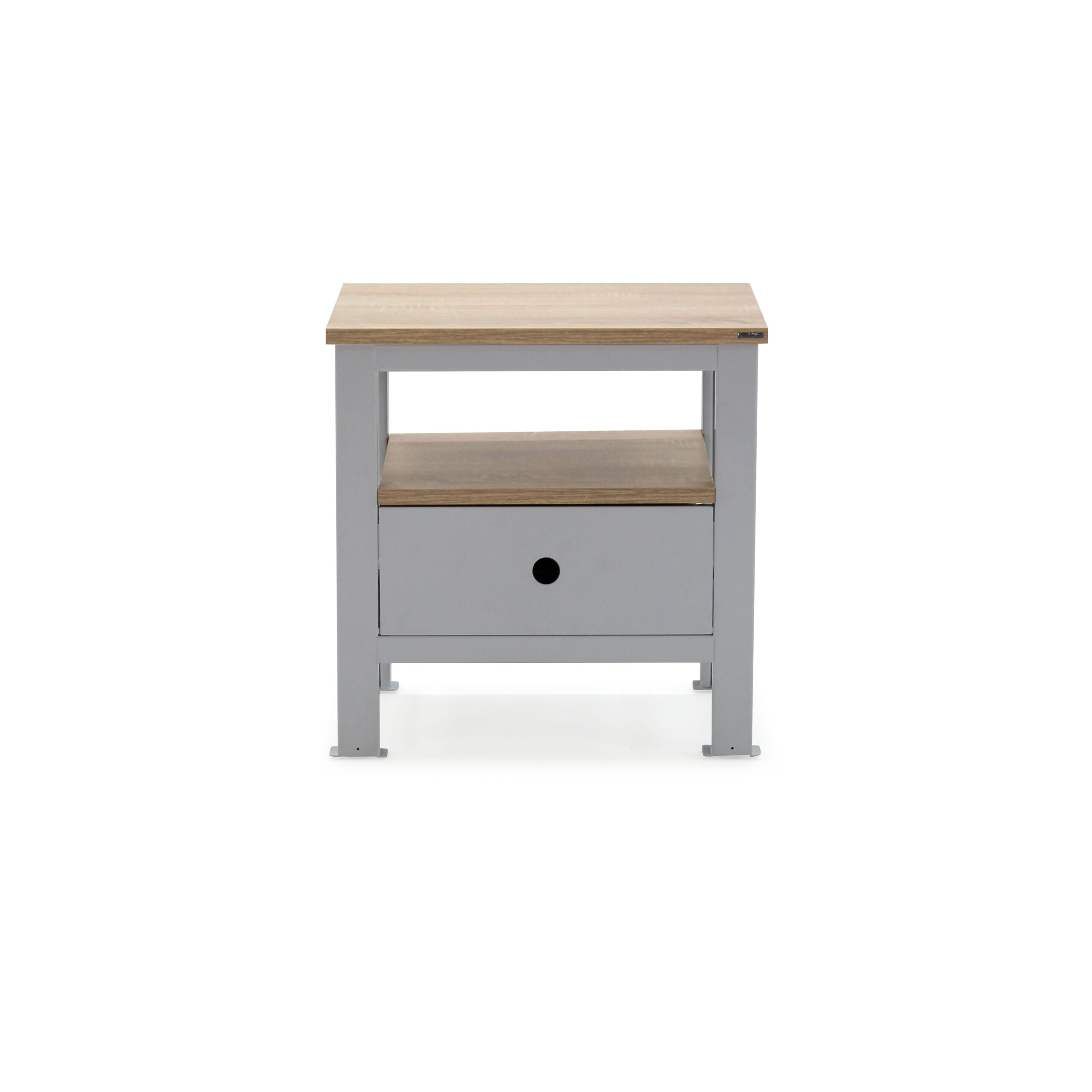 Mesa de noche con cajón gris
