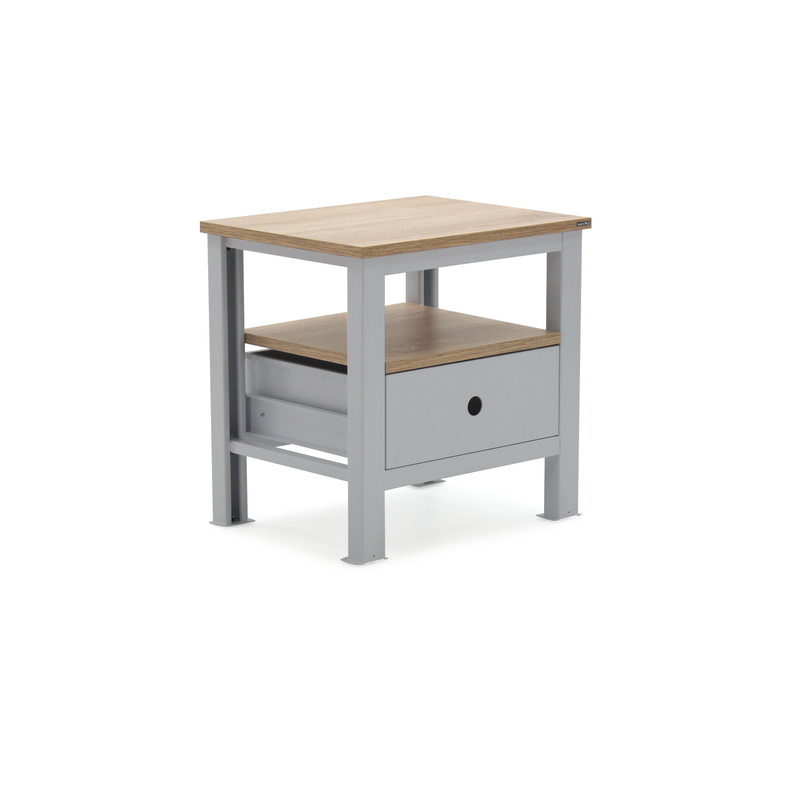 Mesa de noche con cajón gris