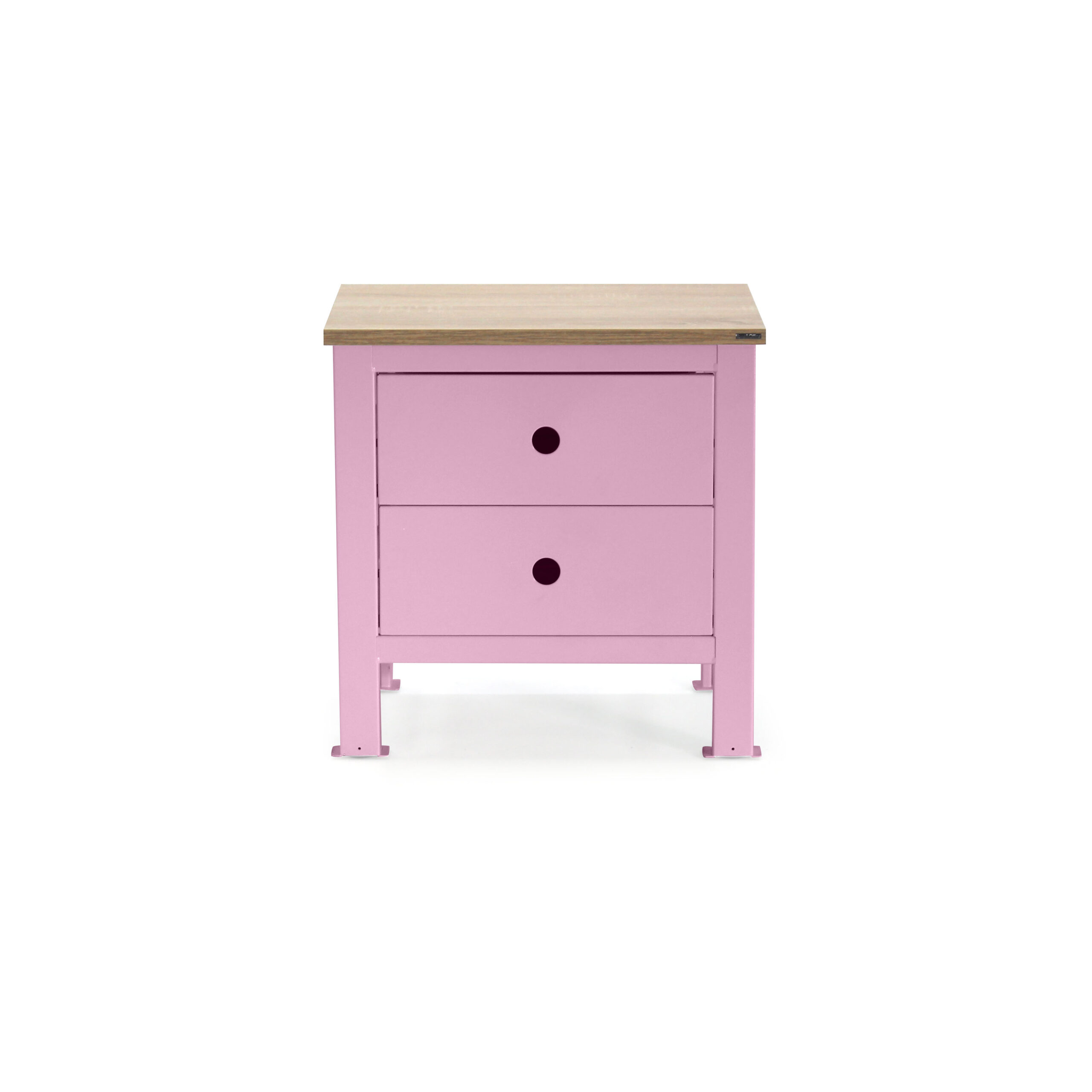 Mesa de noche con 2 cajones rosado