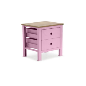 Mesa de noche con 2 cajones rosado