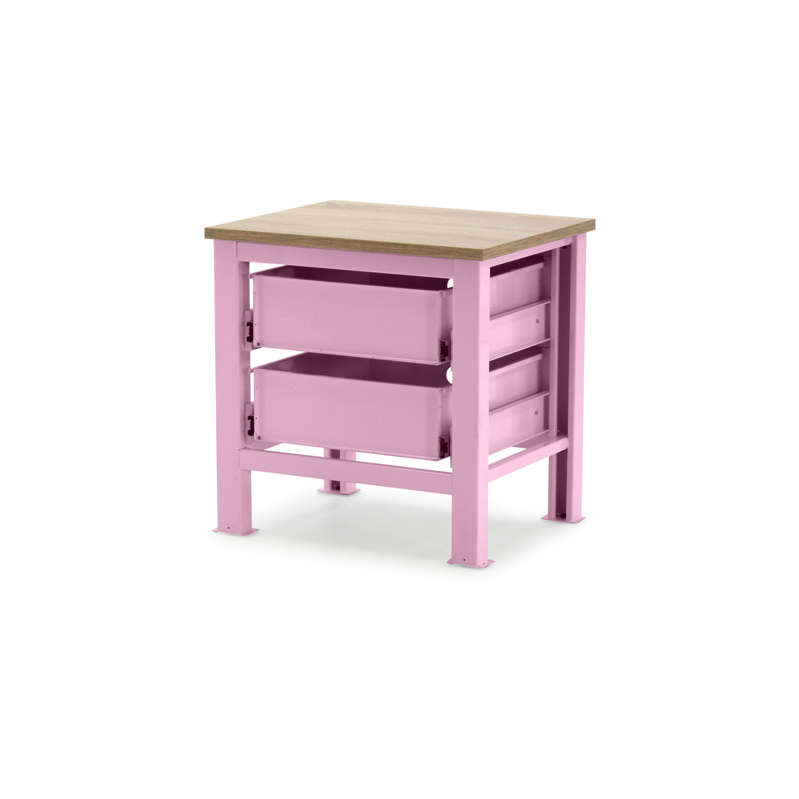 Mesa de noche con 2 cajones rosado