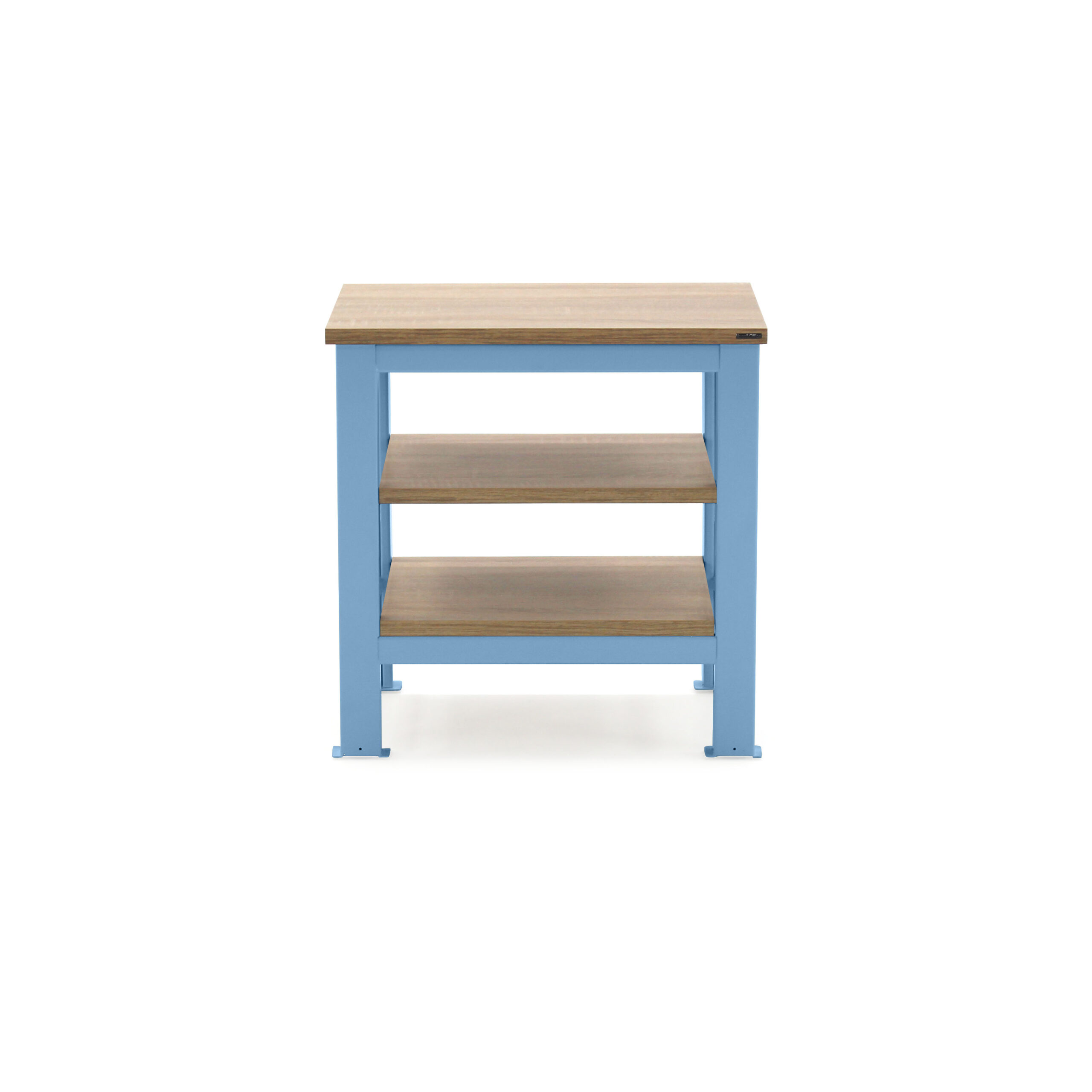 Mesa de noche con entrepaños azul